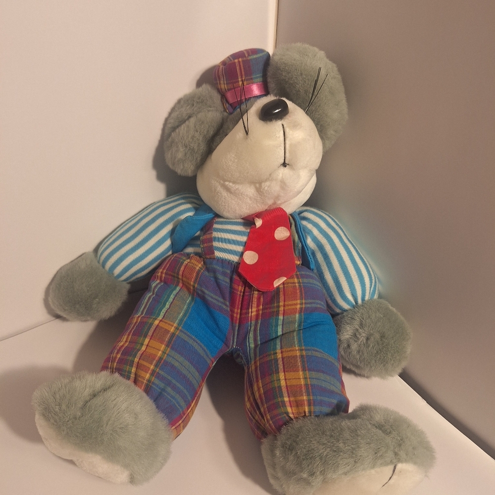 Commonwealth Multicolored‎ Plaid Plush Toy Gray Grey Mouse